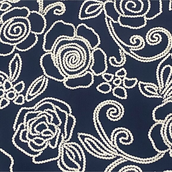 SJS Womens Ruffle Bottom Floral Midi Skirt-Navy Blue/White-Size Small-GUC - Picture 4 of 6